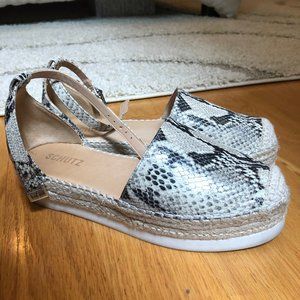 Schutz Platform Snakeskin Espadrille Sandal